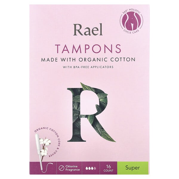 Rael, Organic Cotton Tampons, Super, Fragrance Free, 16 Count (Discontinued Item)
