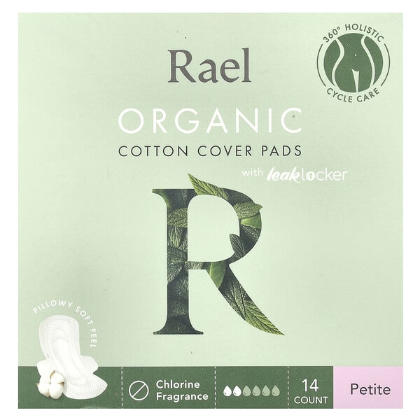Rael, Organic Cotton Cover Pads with Leak Locker, Petite, 14 Pads (Discontinued Item)