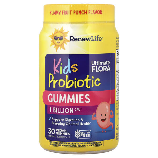 Renew Life, Kids Tummy Gummy, Prebiotics and Probiotics, бөөрөлзгөнө, 30 чихэр