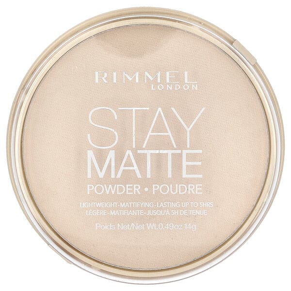 Rimmel London, Stay Matte, Lightweight Mattifying Powder, 011 Creamy Natural, 0.49 oz (14 g) (Discontinued Item)