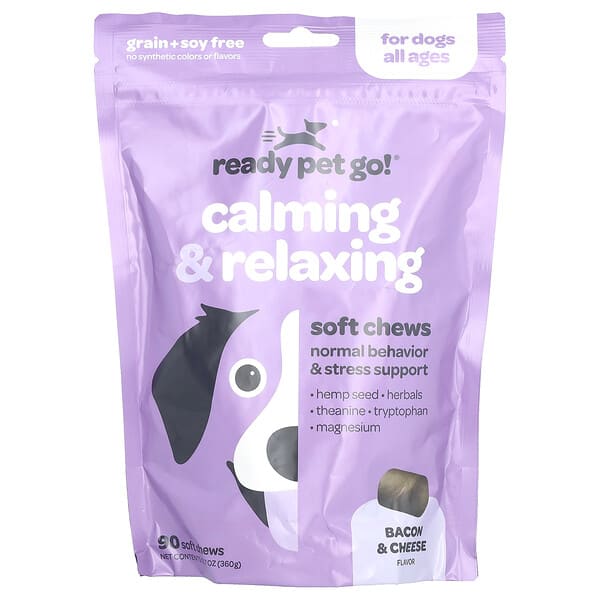 Ready Pet Go, Calming & Relaxing, For Dogs, All Ages, Bacon & Cheese, 90 Soft chews, 12.7 oz (360 g) (Discontinued Item)