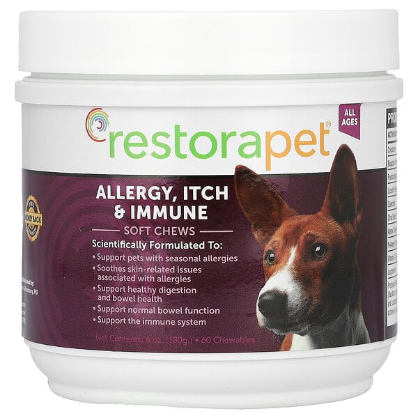 RestoraPet, Allergy, Itch & Immune Soft Chews, For Dogs, All Ages, 60 зажилдаг шахмал, 6 oz (180 g)