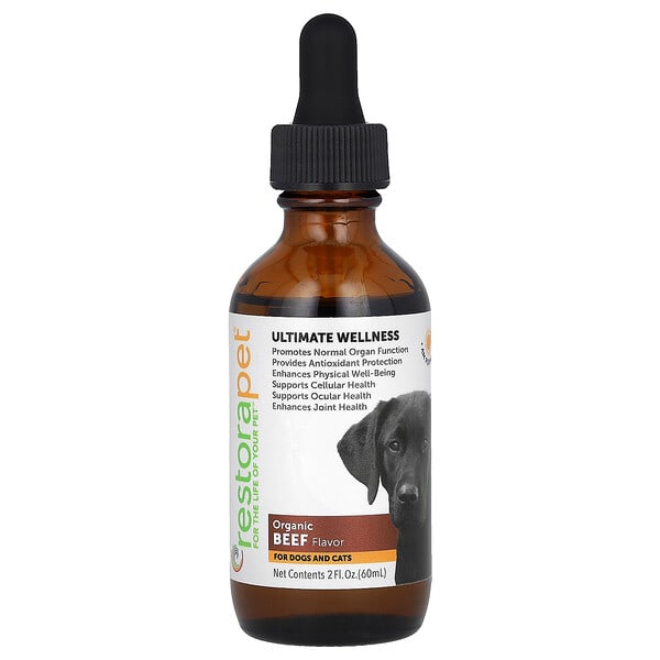 RestoraPet, Ultimate Wellness, For Dogs ба Cats, Organic Beef, 2 fl oz (60 ml)