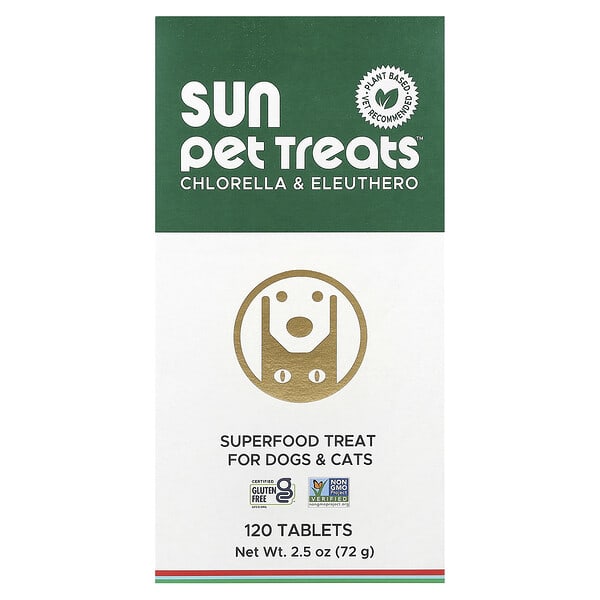 Sun Chlorella, Sun Pet Treats™, Chlorella & Eleuthero, For Dogs & Cats, 120 шахмал