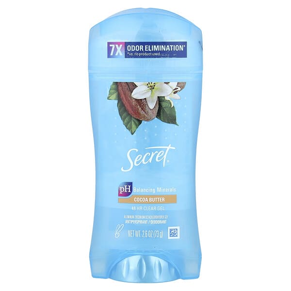 Secret, 48 Hour Clear Gel Antiperspirant/Deodorant, Cocoa Butter, 2.6 oz (73 g)