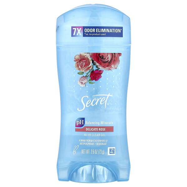 Secret, 48 HR Clear Gel Antiperspirant/Deodorant, Delicate Rose, 2.6 oz (73 g)