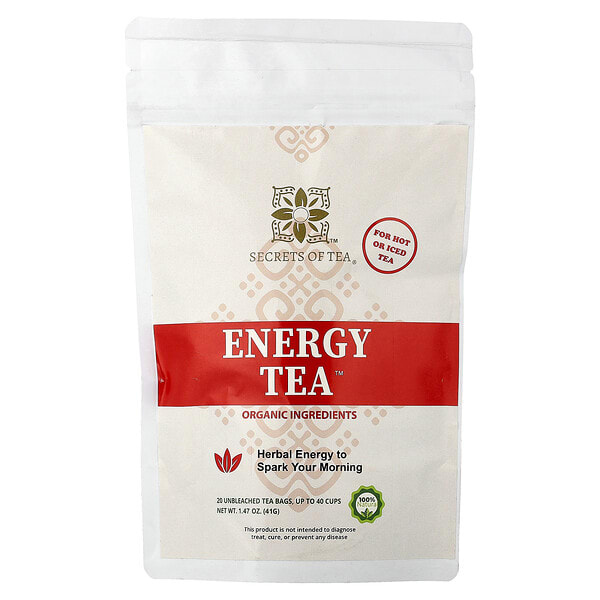 Secrets of Tea, Organic Energy Tea™, 20 Unbleached Tea Bags, 1.47 oz (41 g) (Discontinued Item)