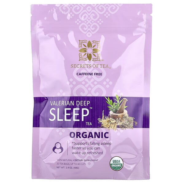 Secrets of Tea, Organic Valerian Deep Sleep™ Tea, Caffeine Free, 20 Tea Bags, 1.4 oz (40 g)