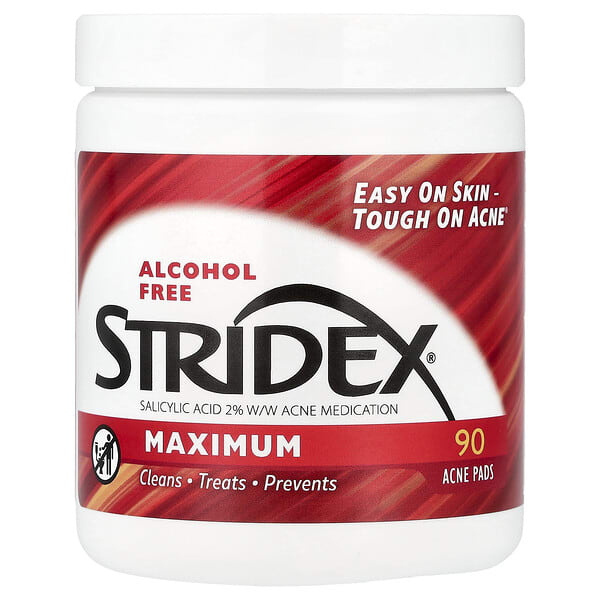 Stridex, Maximum, спиртгүй, 90 Acne Pads