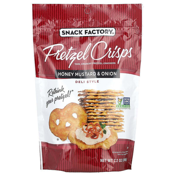 Snack Factory, Pretzel Crisps, Honey Mustard & Onion, Deli Style, 7.2 oz (204 g)
