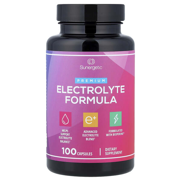 Sunergetic, Premium Electrolyte Formula, 100 капсул
