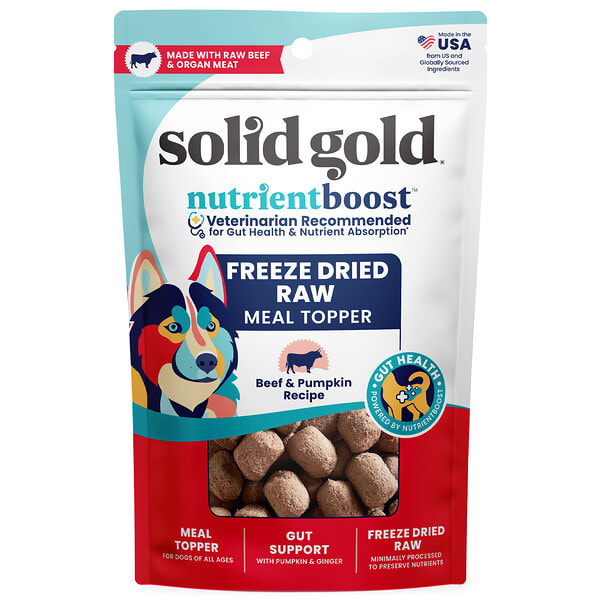 Solid Gold, Freeze Dried Raw Meal Topper, For Dogs, All Ages, Beef & Pumpkin Recipe, 5.5 oz (155 g)
