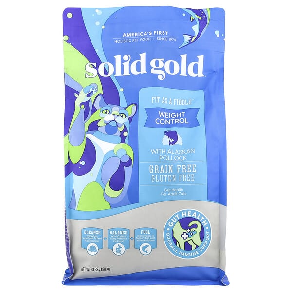 Solid Gold, Fit As A Fiddle™, For Cats, Adults, With Alaskan Pollock, 3 lbs (1.36 kg) (Discontinued Item)