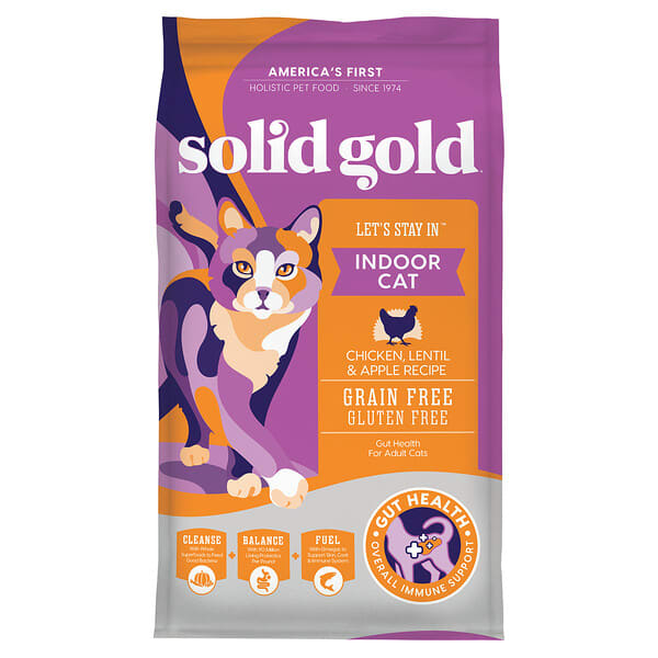 Solid Gold, Let's Stay In™, For Adult Indoor Cats, Chicken Lentil & Apple Recipe, 3 lbs (1.36 kg) (Discontinued Item)