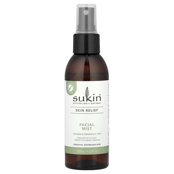 Sukin, Skin Relief, Facial Mist, Sensitive, Distressed Skin, Fragrance Free, 4.23 fl oz (125 ml)