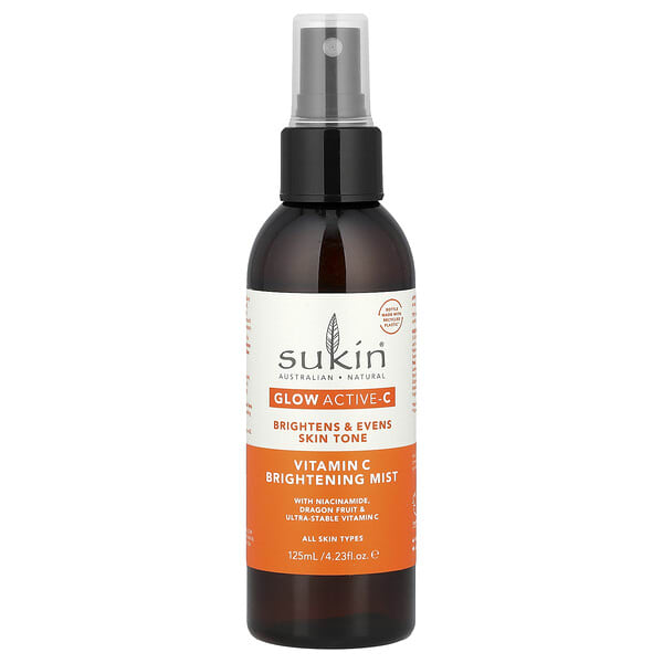 Sukin, Glow Active-C, Vitamin C Brightening Mist, All Skin Types, 4.23 fl oz (125 ml)