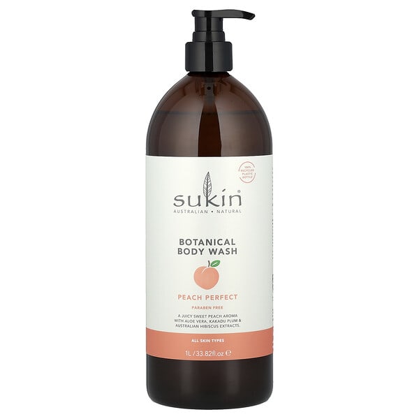 Sukin, Botanical Body Wash, All Skin Types, Peach Perfect, 33.82 fl oz (1 l)