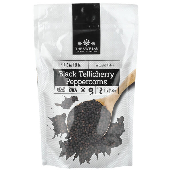 The Spice Lab, Black Tellicherry Peppercorns, 1 lb (453 g)