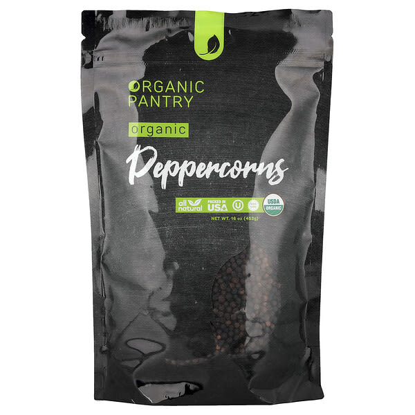 The Spice Lab, Organic Pantry, Organic Peppercorns, бүтэн, 16 oz (453 g)