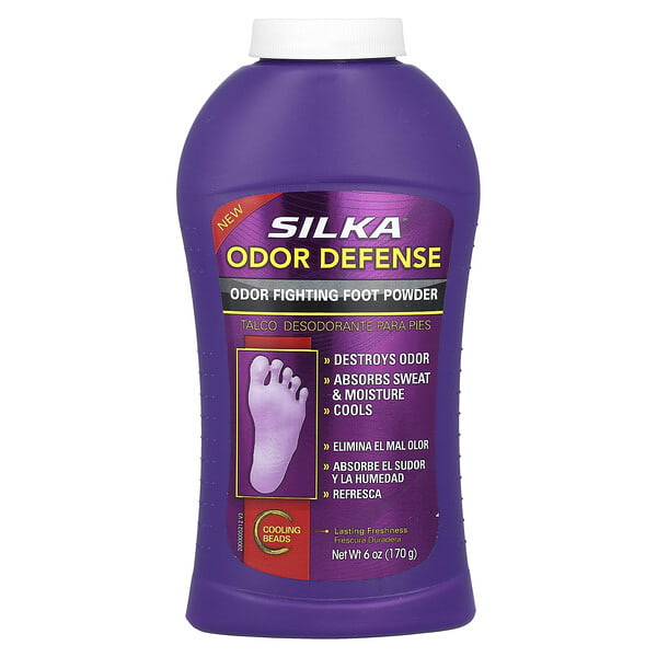 Silka, Odor Defense, Odor Fighting Foot Powder, 6 oz (170 g) (Discontinued Item)