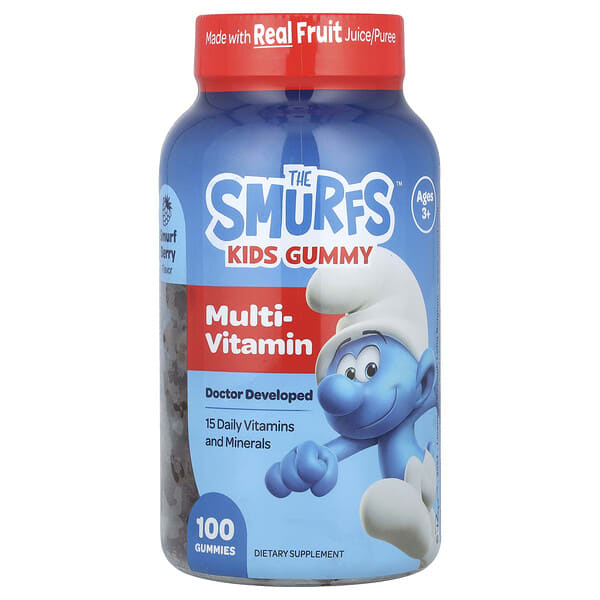 The Smurfs, Kids Gummy, Мультивитамин, Ages 3+, Smurf Berry, 100 чихэр