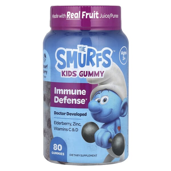 The Smurfs, Kids Gummy, Immune Defense, Ages 3+, Smurf Berry, 80 чихэр