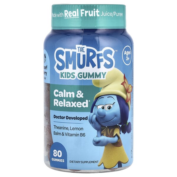 The Smurfs, Kids Gummy, Calm & Relaxed, Ages 3+, Smurf Berry, 80 чихэр