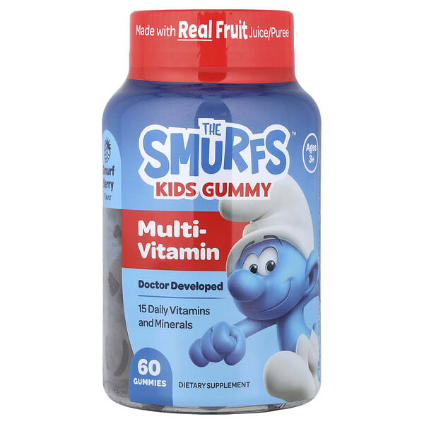 The Smurfs, Kids Gummy, Мультивитамин, Ages 3+, Smurf Berry, 60 чихэр