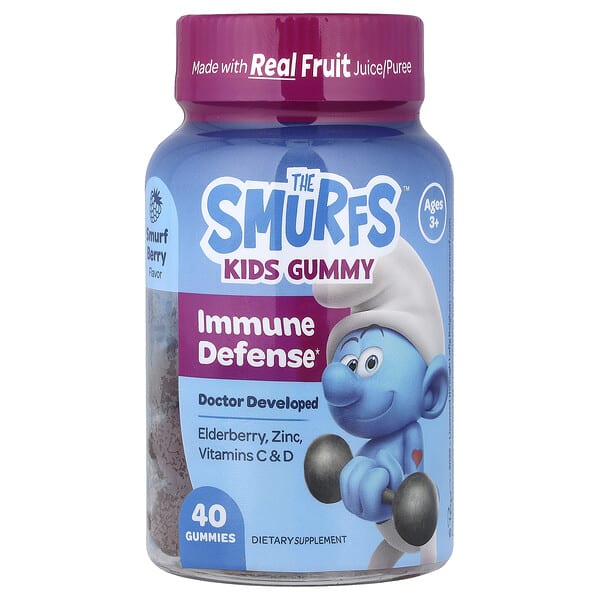 The Smurfs, Kids Gummy, Immune Defense, Ages 3+, Smurf Berry, 40 чихэр