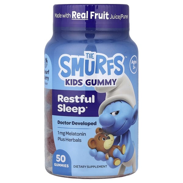 The Smurfs, Kids Gummy, Restful Sleep, Ages 3+, Smurf Berry, 50 чихэр