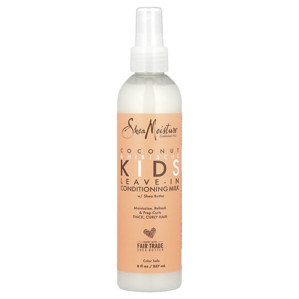 SheaMoisture, Хүүхдийн, Leave-In Conditioning Milk with Shea Butter, Thick, Curly Hair, Coconut & Hibiscus, 8 fl oz (237 ml)