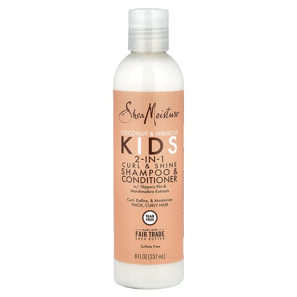 SheaMoisture, Kids 2-In-1 Curl & Shine Shampoo & Conditioner, Coconut & Hibiscus, 8 fl oz (237 ml)