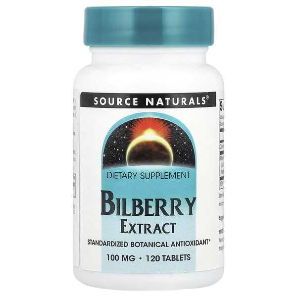 Source байгалийнs, Bilberry Extract, 100 мг, 120 шахмал