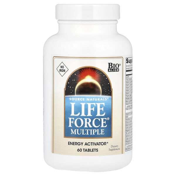 Source байгалийнs, Life Force® Multiple, No Төмөр, 60 шахмал