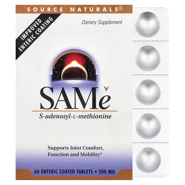 Source байгалийнs, SAMe, 60 Enteric Coated шахмал (200 мг per шахмал)