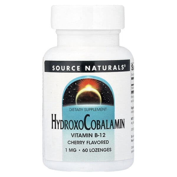 Source байгалийнs, HydroxoCobalamin, Cherry, 1 мг, 60 сорох шахмал