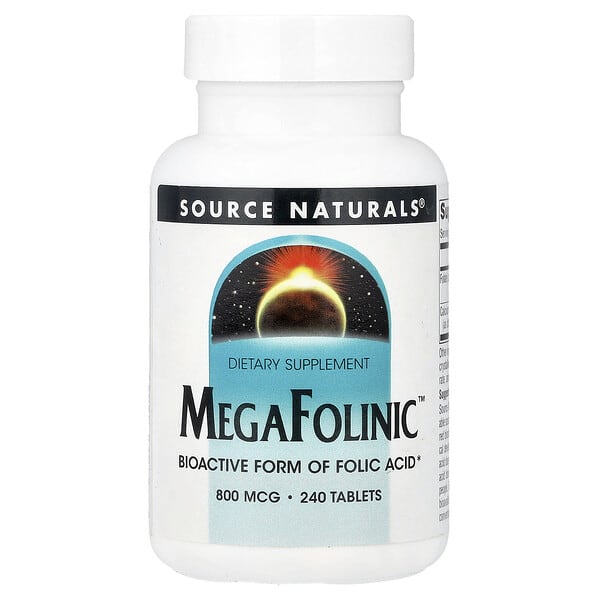 Source байгалийнs, MegaFolinic™, 800 мкг, 240 шахмал