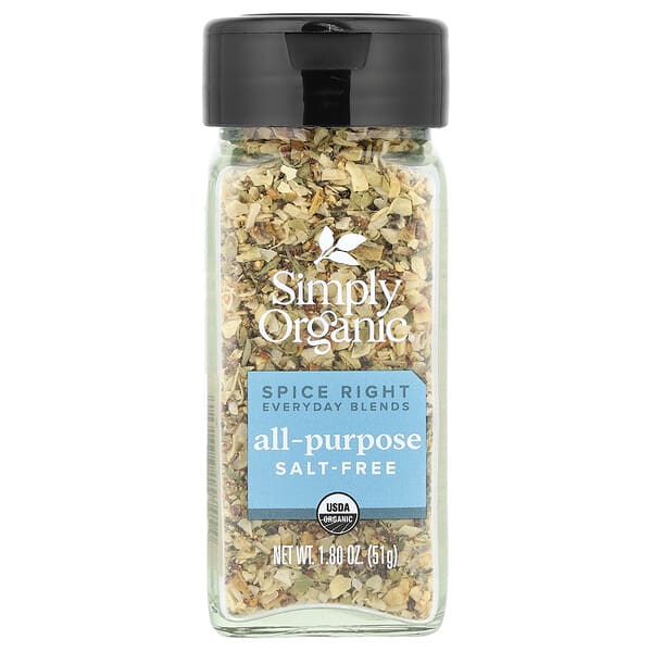 Simply Organic, Spice Right Everyday Blends, All-Purpose Salt-Free, 1.80 oz (51 g)