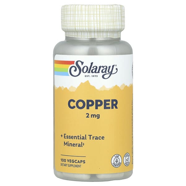 Solaray, Copper, 2 мг, 100 ширхэг капсул