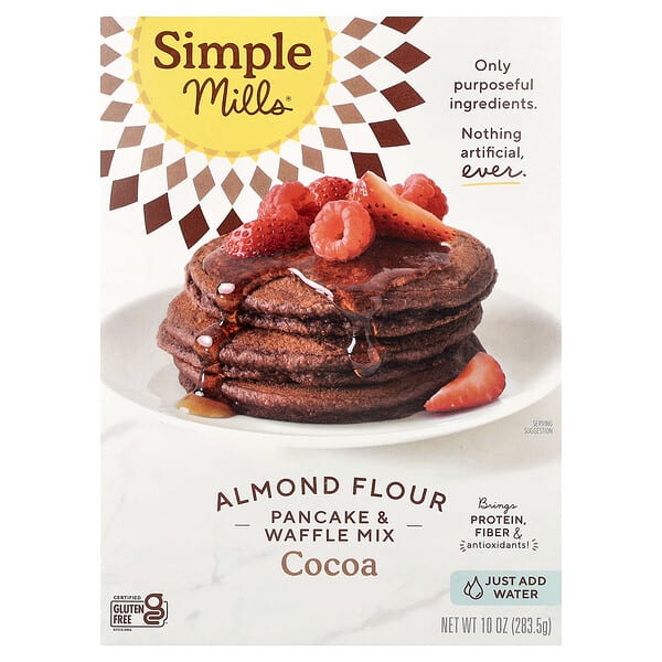 Simple Mills, Almond Flour Pancake & Waffle Mix, Cocoa, 10 oz (283.5 g) (Discontinued Item)