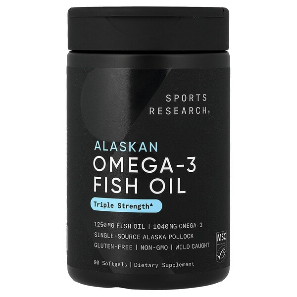 Sports Research, Alaskan Omega-3 Fish Oil, 90 зөөлөн капсул