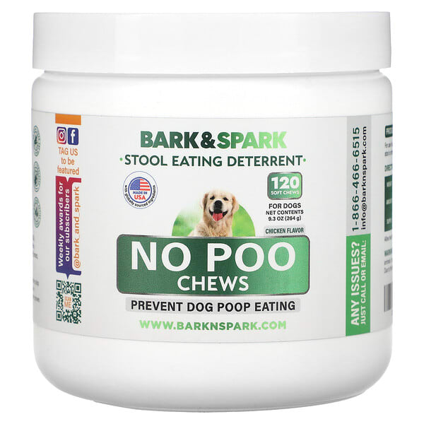 Bark&Spark, No Poo Chews, For Dogs, Chicken, 120 Soft Chews, 9.3 oz (264 g) (Discontinued Item)