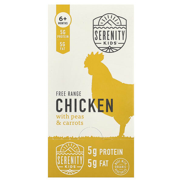 Serenity Kids, Free Range Chicken with Peas & Carrots, 6+ Months, 6 Pouches, 3.5 oz (99 g) Each
