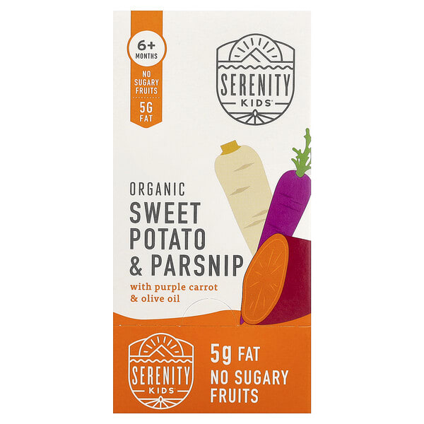 Serenity Kids, Organic Sweet Potato & Parsnip with Purple Carrot & Olive Oil, 6+ Months, 6 Pouches, 3.5 oz (99 g) Each