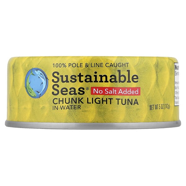 Sustainable Seas, Chunk Light Tuna In Water, No Salt Added, 5 oz (142 g)