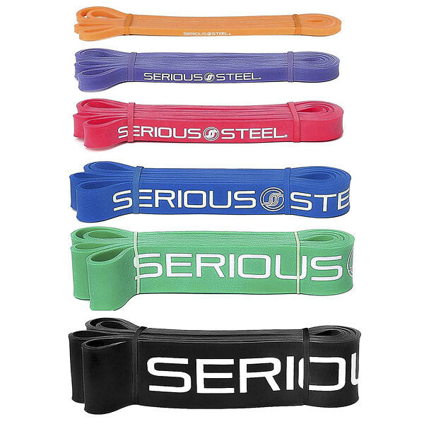 Serious Steel Fitness, 32 Inch Resistance Band, Complete Set, 6 Piece Set