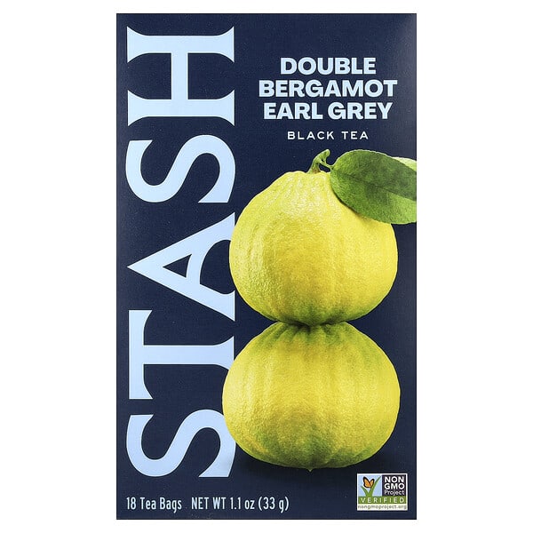 Stash Tea, Black Tea, Double Bergamot Earl Grey, 18 Tea Bags, 1.1 oz (33 g)