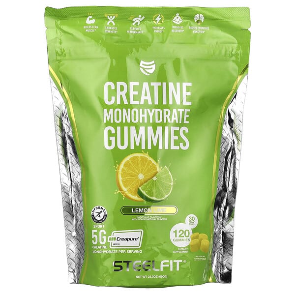 SteelFit, креатин моногидрат чихэр, Lemon Lime, 120 чихэр