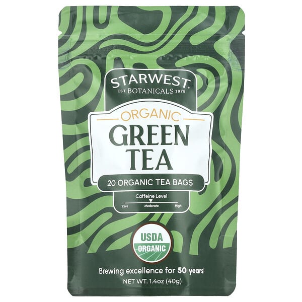 Starwest Botanicals, органик ногоон цай, 20 Tea Bags, 1.4 oz (40 g)