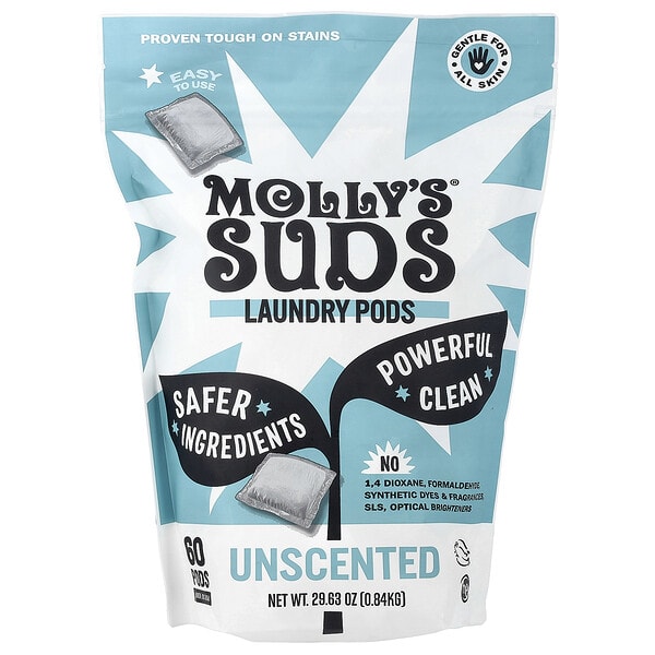 Molly's Suds, Laundry Pods, үнэргүй, 60 Pods, 29.63 oz (0.84 kg)